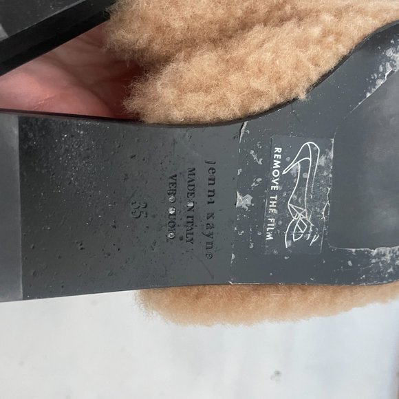 Jenni Kayne Shearling Mules Slip On Flats Semi-Pointed Toe Tan - Picture 9 of 9